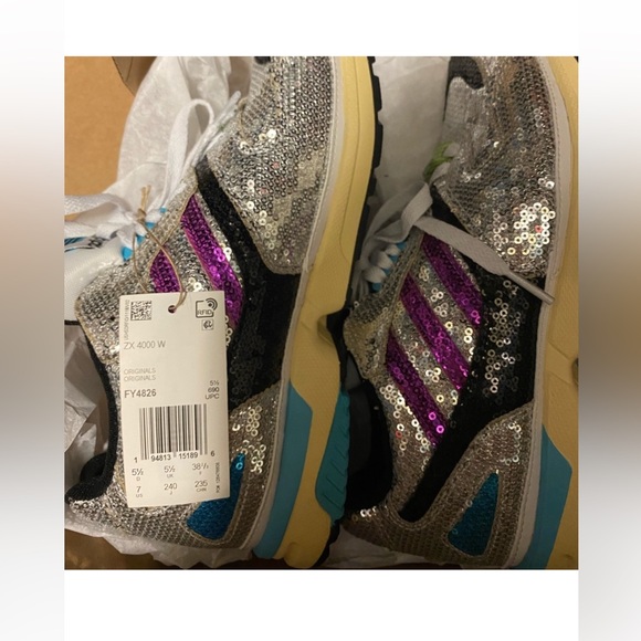 ADIDAS ORIGINALS ZX 4000 SEQUINED SNEAKERS size 7 sparkle sequin phish holiday - Picture 5 of 11